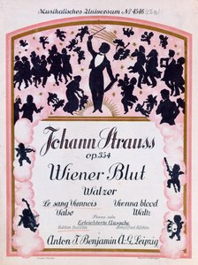 Omslag van de partituur van de beroemde wals Wiener Blut op.354 door Johann Strauss II, 1930 door German School