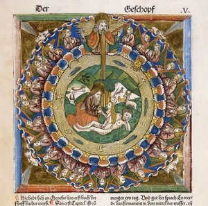 Schepping van Eva, 1483 door German School