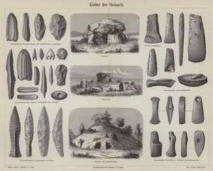 Cultuur van de Steentijd (gravure) door German School