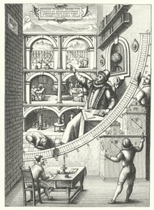 De muurschijf van de Deense astronoom Tycho Brahe in zijn observatorium in Uraniborg, Hven, Denemarken