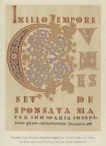 Versierde letter C uit Sintrams Evangelium longum, late 9e eeuw door German School