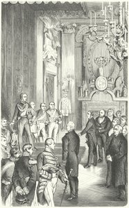 Deputatie van het Frankfurter Parlement die koning Frederik Willem IV de kroon van Duitsland aanbiedt, 1849 door German School