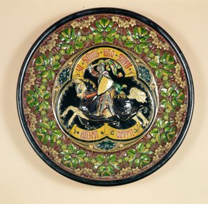 Schaal met reliëfdecoratie, door Bichweiler uit Hamburg, 1880 door German School