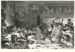Vermaak na de maaltijd op een Romeins feest door German School