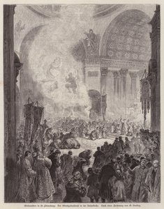 Avonddienst in de Kazankathedraal, Sint-Petersburg, Rusland, met Kerstmis door German School