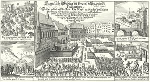 Executie van leden van de Protestantse Boheemse Opstand op het Oude Stadsplein, Praag door German School