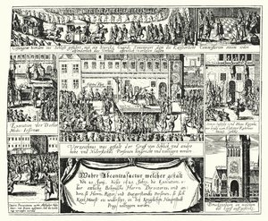 Executie van tegenstanders van de Heilige Roomse Keizer Ferdinand II in Praag door German School