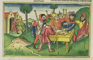 Exodus 12 Het eerste Pascha, uit de Neurenbergse Bijbel (Biblia Sacra Germanaica) door German School
