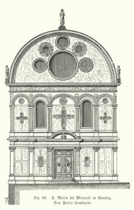 Gevel van de kerk van Santa Maria dei Miracoli, ontworpen door Pietro Lombardo, Venetië, Italië