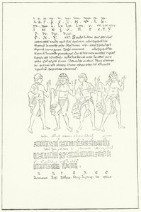 Facsimile van een pagina uit De Temporibus (Over Tijd) door de Eerbiedwaardige Beda (gravure)