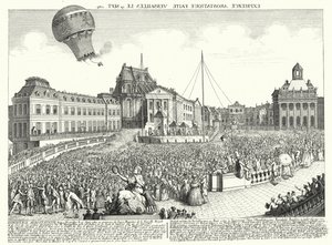 Vlucht van de ballon van de gebroeders Montgolfier in Versailles door German School