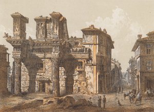 Forum van Nerva, Rome (kleurenlitho) door German School