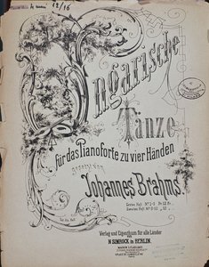 Frontispice van Hongaarse Dansen (Ungarische Tanze) door Johannes Brahms door German School