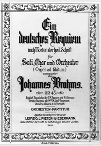 Frontispice van het Duitse Requiem door Johannes Brahms (1833 - 1897)
