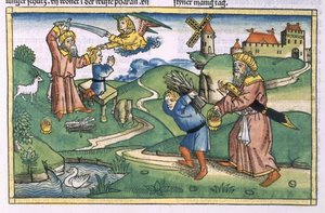 Genesis 21:1-14 Abrahams offer van Isaak, uit de Neurenbergse Bijbel (Biblia Sacra Germanaica) door German School