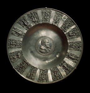 Duitse kunst: tinnen Saksische schaal rond 1560