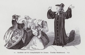Duitse cartoon over de goedgelovigheid van vrouwen door German School