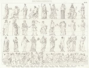 Gods van het oude Griekenland en Rome. Illustratie voor Bilder-Atlas door German School