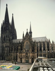 Gotische kunst: Uitzicht op de Dom van Keulen gebouwd tussen 1248 en 1560. Duitsland door German School