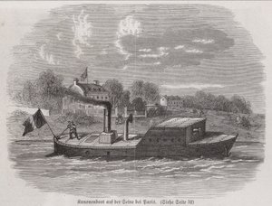 Kanonneerboot op de rivier de Seine tijdens het Beleg van Parijs, Frans-Duitse Oorlog door German School