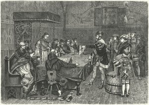 Gustav I Vasa, koning van Zweden, confronteert Peter Sunnanvader, bisschop van Vasteras door German School
