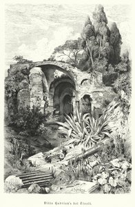 Villa van Hadrianus, Tivoli, Italië (gravure) door German School
