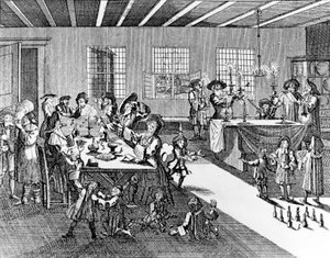 Hannukah door Georg Puschner uit Kirchners Jüdisches Ceremoniel, 1726 door German School