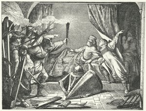Hartmann van Siebenich vermomd als Frederik Barbarossa om de keizer te laten ontsnappen uit Susa, Italië door German School