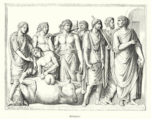 Haruspex, oude Romeinse priester die de ingewanden van geofferde dieren onderzocht om de toekomst te voorspellen door German School