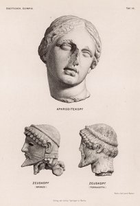 Hoofden van Aphrodite en Zeus uit Olympia, Griekenland