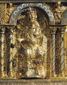 Hendrik II (973-1024 ook bekend als St. Hendrik, Heilige Roomse Keizer), detail van het Heiligdom van Keizer Karel de Grote (742-814) 1215
