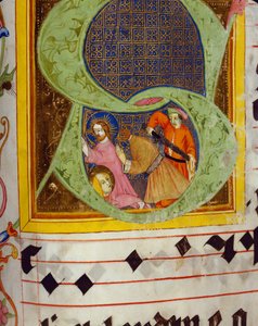 Geïllustreerde Initiaal S met de onthoofding van Johannes de Doper, uit het Graduale van Friedrich Zollner van Langenzenn, 1439-42 door German School
