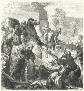 Hongaarse indringers in Italië, begin 10e eeuw (gravure) door German School