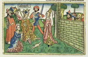 1 Koningen 3:16-28 Oordeel van Salomo, uit de Neurenbergse Bijbel (Biblia Sacra Germanaica) door German School