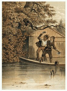 Illustratie van de verovering van de Amazone door Europeanen. in 