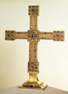 Keizerlijk Kruis van het Heilige Roomse Rijk gemaakt van eikenhout bedekt met gouden platen en versierd met parels en edelstenen, West-Duits, 1024-25