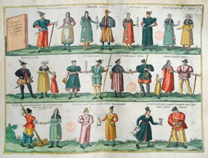 Inwoners van Dithmarschen (Denemarken), geïllustreerde plaat uit Theatre des Cités du Monde door G. Braun, Keulen, 1572-1618 door German School