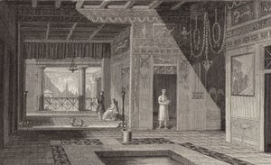 Interieur van een Romeins huis in Pompeii. Illustratie voor Bilder-Atlas door German School