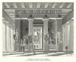Interieur van de Tempel van Zeus in Olympia, Oud Griekenland door German School