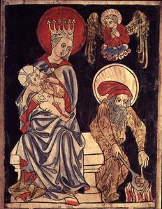 Heilige Familie Rustend op de Vlucht naar Egypte, c.1410 door German School