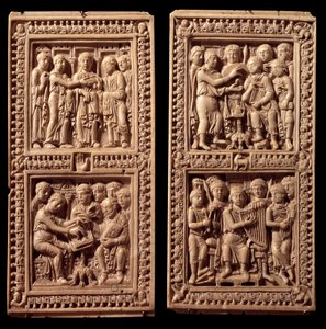 Ivoren omslagen van de Dagulf Psalter: David, Sint Hiëronymus