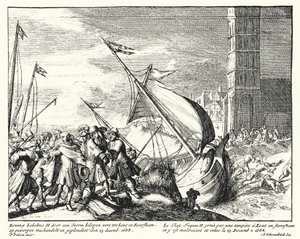 Jacob II van Engeland gevangen door vissers in Faversham, Kent, terwijl hij probeerde naar Frankrijk te vluchten door German School