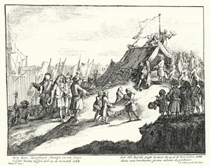 James II van Engeland brengt de nacht van 15/16 november 1688 door in de hut van een arme visser (gravure) door German School