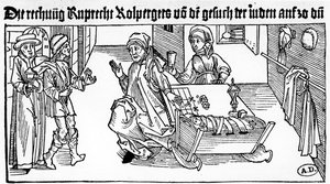 Joodse geldschieter met zijn familie die klanten ontvangt, 1491