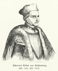 Johann Geiler von Kaisersberg, Zwitserse priester en theoloog (gravure) door German School