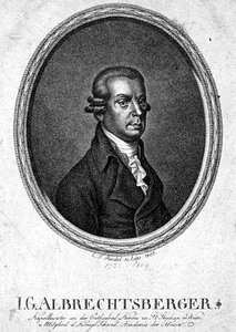 Johann Georg Albrechtsberger (1736-1809) gegraveerd door C.F. Riedel door German School