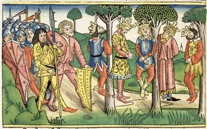 Jozua 10:16-27 De executie van de vijf koningen, uit de 