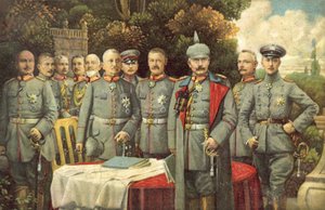 Kaiser Wilhelm II van Duitsland en zijn generaals door German School