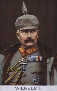 Keizer Wilhelm II van Duitsland in militair uniform (kleurenlitho) door German School