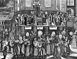 Kiddush Levana door Georg Puschner uit Kirchners Jüdisches Ceremoniel, 1726
